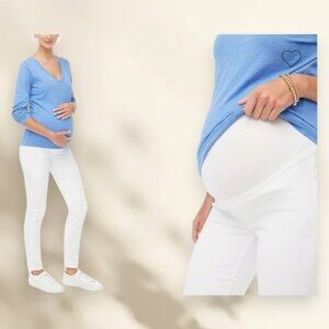 J. Crew White maternity jean signature stretch Slim‎ Fit Full Length Size 31 NWT